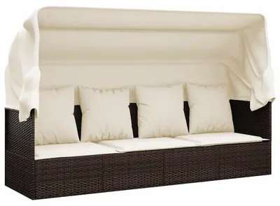 Produktbild von VidaXL 319567, Terrasse, Gepolsterter Sitz, Polyrattan, Stahl, Braun, Cremefarben, Weiß, 198 cm, 56 cm