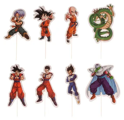 Produktbild von dekora - Dragon Ball Cupcake Toppers – 16 Stück, 8 Motive Tortendeko