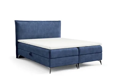 Produktbild von Boxspringbett 180x200 K16 SLIM mit Bettkasten, Samt Element 22, Bonellfederkern H3, Massivholz, gepolstertes Kopfteil,   LieferungAufbauservice