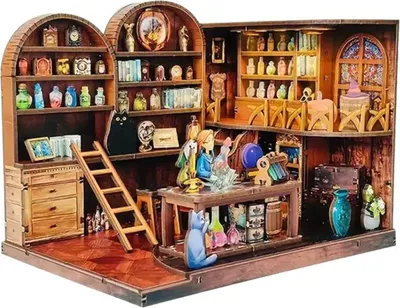 Produktbild von Habarri | DIY Book Nook - Zauber- und Elixierkammer - Puzzle 3D - Miniatur Haus Kit mit Möbeln und LED-Licht - Buch Ecke Kit