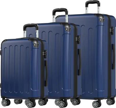 Produktbild von TRVLMORE Kofferset - 3-teilig - 45L Handgepäck + 75L und 115L Aufgabegepäck - TSA-Schloss - Leichtgewicht - Reisekoffer Set - Dunkelblau