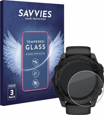 Produktbild von 3x Savvies Schutzglas für Garmin Tactix 8 Solar (51 mm) Displayschutz 9H Glas klar transparent