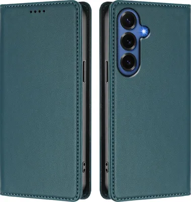 Image de Housse de téléphone portable pour Samsung Galaxy S26+, étui à rabat en cuirPolyuréthaneantichoc Housse magnétique avec support Vert