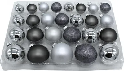 Produktbild von Weihnachts-Kugel Mix Paket 52 Stück silber