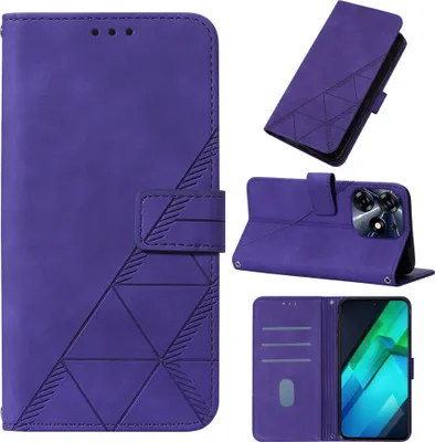 Produktbild von Hülle für Tecno Spark 10 Pro Prägung Flip Leder Kartenfächer Schutzhülle mit Ständer Lila