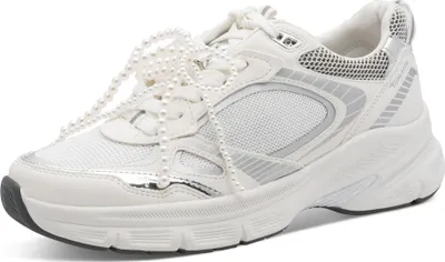 Produktbild von Tamaris Damen Schnürschuh Farbverlauf Vegan Perlen Vegan 1-23799-46, Größe:40 EU, Farbe:Weiß