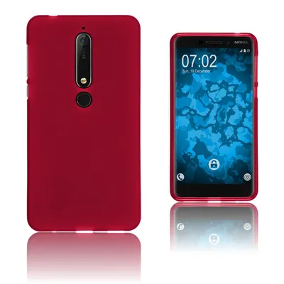 Produktbild von PhoneNatic Case kompatibel mit  Nokia 6.1 (2018) - rot Silikon Hülle matt Cover