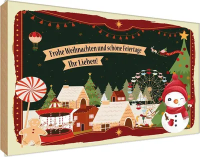 Produktbild von vianmo Holzschild 12x18 cm FroheWeihnachten ihr Lieben Weihnachten Spruch Zitat