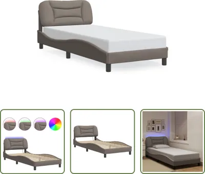 Produktbild von The Living Store Bettgestell mit LED Taupe 80x200 cm Stoff