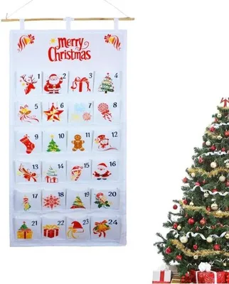 Produktbild von Adventskalender zum Befüllen, Weihnachtskalender zum Befüllen, Stoff, wiederverwendbar, mit 24 Stoffbeuteln, Adventskalender