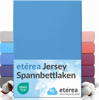 Produktbild von Jersey Spannbettlaken 120x200 cm, 100% Baumwolle Bettlaken, Hellblau