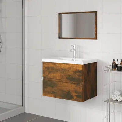 Obrázek produktu pro Sada koupelnového nábytku kouřový dub kompozitní dřevo, 3152873  HangarStore.cz