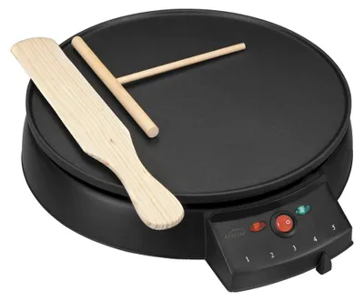 Elektrische Crêpes-Platte 30 cm, 1000 W, BPA-frei, Schwarz
