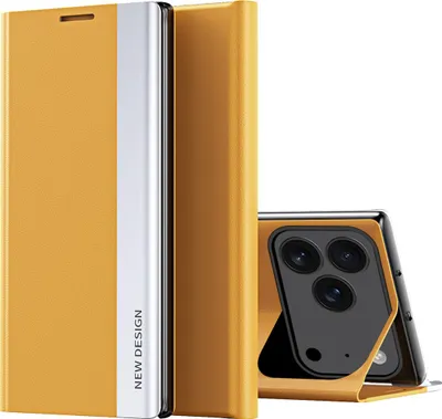 Obrázek produktu pro Pouzdro pro iPhone 17 Pro MagnetickéPolyuretanKožené Pouzdro s Funkcí Stojánku Žluť