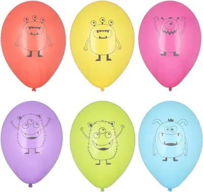 Obrázek produktu pro Balónky Papstar 29 x 90 cm různé barvy Příšerky 6 kusů