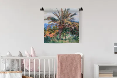 Produktbild von MuchoWow® Wandteppich Wandbehang Palme in Bordighera - Claude Monet 60x60 cm Tapisserie Dekoration Wandtuch - Dekorationen - Wand Decke