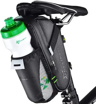 Produktbild von ROCKBROS Satteltasche Fahrrad wasserdichte Fahrradsatteltasche mit Flaschenhalter für MTB Rennrad Kratzfest Reflektierend – Schwarz