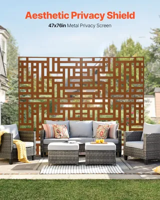 Produktbild von Paravent, 120x50,8x193 cm, Sichtschutz für den Außenbereich, freistehende Trennwand, Raumtrenner mit Ständer, dekorativer Raumteiler für Balkon, Terrasse, Innenbereich, Whirlpool, Braun