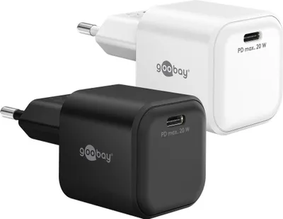 Image de Goobay 76690 Chargeur rapide USB-C™ PD GaN Nano (20 W) noir - 1x port USB-C™ (Power Delivery)