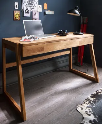 Produktbild von Massivholz Schreibtisch mit Auszug Eiche CUENCA-137