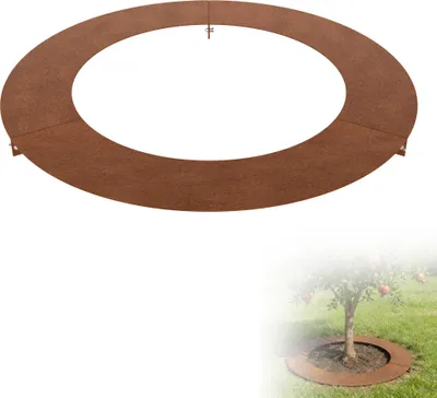 Obrázok produktu pre XINZI Kovový okraj trávnika, okrúhly, hrdzavý – robustný stromový kruh Ø 90/120 cm, vhodný pre kosačky, efektívna ochrana stromov a rastlín, dekoratívne ohraničenie záhonov a záhrady