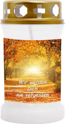 Produktbild von Grabkerze Weiß, Brenndauer: 40 Stunden, Motiv: Allee