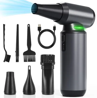 Produktbild von Staubgebläse Elektrischer Air Duster Druckluftspray Alternative 300000 U/min Kabelloser Wiederaufladbar 8000 mAh Akku Mit Düsen Und Bürsten Für Tastatur PC Auto Büro Elektronik