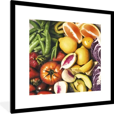 Produktbild von MuchoWow® Gerahmtes Poster Obst - Gemüse - Farben 40x40 cm - Poster mit Schwarzem Bilderrahmen Wandposter Rahmen Foto Bilder - Poster - Plakat im Rahmen