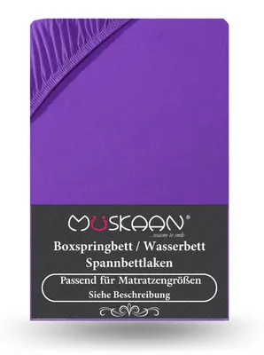 Produktbild von Premium Jersey Spannbettlaken 180x200 cm - 200x220 cm + 40 cm Boxspringbett mit Elasthan lila
