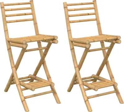 Produktbild von Outdoor-Barhocker mit Fußstützen 2 Stk. Klappbar Bambus