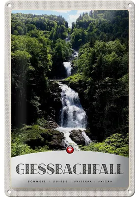 Produktbild von Blechschild Reise 20x30cm Giessbachfall Wasserfall Gebirge Natur
