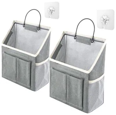 Produktbild von Ultiluxe Hang Organizer - Wand Organizer - 2er Set - Aufbewahrungstasche mit Fächern - Wasserabweisend - Faltbar - Grau/Weiß