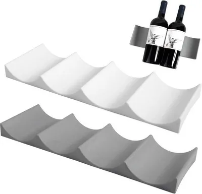 Produktbild von Weinregal für den Kühlschrank, 2 Stück stapelbarer Weinkarton, europäischer Stil, Weinbecherhalter mit Anti-Slip, Weinkarton, Kühlschrank-Hilfsmittel, Weinkiste, Kasten (Grau + Weiß)
