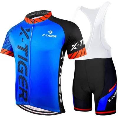 Zdjęcie produktu dla Strój rowerowy męski z krótkim rękawem i spodenkami rowerowymi