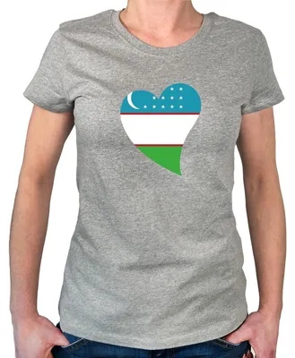 Produktbild von Huuraa Damen T-Shirt Usbekistan Flagge Herz XL Sport Grey Bio Baumwolle Fairtrade Damenshirt Geschenkidee