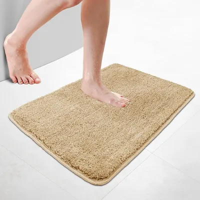 Produktbild von VOUNOT® Badematte Rutschfeste Mikrofaser Badezimmerteppich 50x80cm Beige