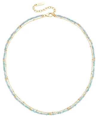 Produktbild von Collier Giorgio Martello Milano mit türkisfarbigen Amazonit-Kugeln, Silber 925 Türkis 45 cm