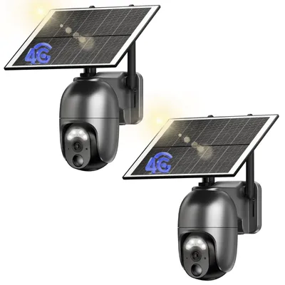 Produktbild von Überwachungskamera für den Außenbereich, 4G LTE, mit Solarstrom, 128 GB Speicher, 2K HD, PTZ, kabellos