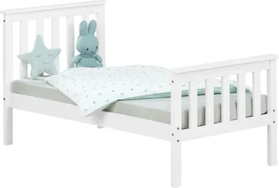 Produktbild von Homestyle4u Holzbett 70x140 Kinderbett mit Lattenrost Weiß Kiefer Massivholz