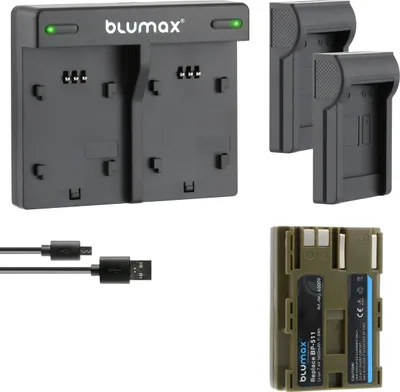 Produktbild von 1x Akku + Lader für Canon EOS 300D 50D 40D 30D 2 BP-511 511A 1600 mAh (7,4V)
