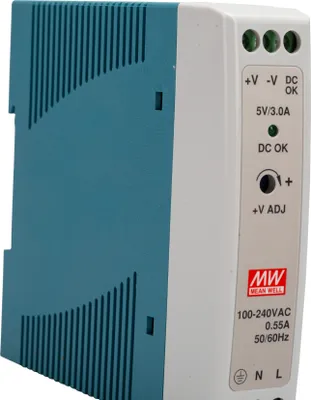 Produktbild von MEANWELL MDR-20-5, DC AC Hutschienen-Netzteil, DIN, 15W 5V 3A