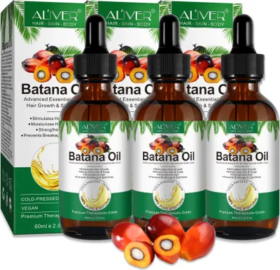 Produktbild von Batana Öl für Haare Haarwachstum Haarpflege Gesicht Haut Nägel Bio Vegan, 3x 60ml