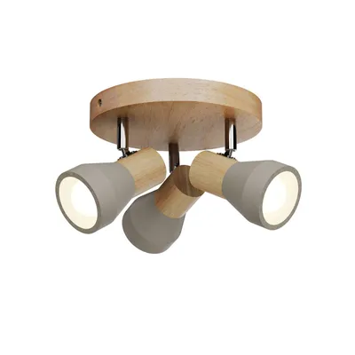 Produktbild von Lindby Strahler Filiz, 3-flg., Ø 20 cm, Holz, Beton, E14
