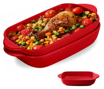 Produktbild von 2er Set Lasagneform Keramik Rot 23 x 13 cm