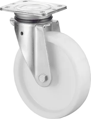 Image de BS Roulettes Roulette pivotante pour charges lourdes B10 diamètre 200mm capacité de charge 600kg roue en plastique couleur naturelle plaque 138x110mm - N100.B10.201