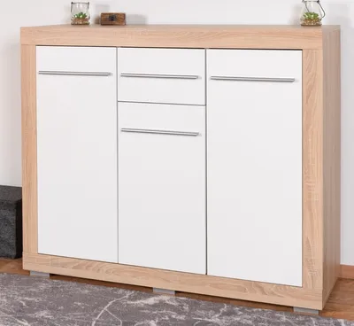 Produktbild von Kommode Madryn 07, Farbe: Eiche Sonoma / Weiß - 100 x 120 x 40 cm (H x B x T)