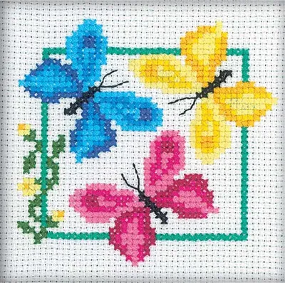 Immagine prodotto di Set per punto croce RTO "Tre farfalle" H138, schema contato, 9x9 cm