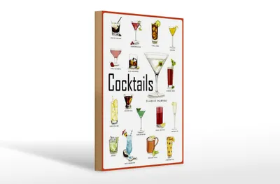 Produktbild von Holzschild Alkohol 20x30cm Cocktails cuba libre Martini