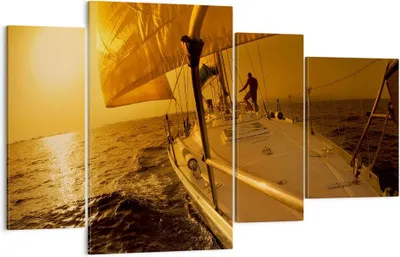 Produktbild von Bild auf Leinwand - Leinwandbild - Ozean Segelboot Yacht - 120x70cm - Wand Bild - Wanddeko - Leinwanddruck - Bilder - Kunstdruck - Wanddekoration - Leinwand bilder - Wandkunst - DL120x70-0322