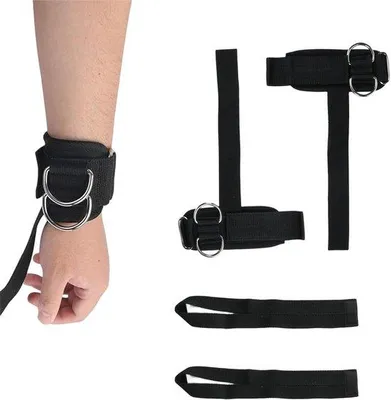 Productafbeelding van optrekhulpen, krachttraining met D-ring + deadliftriemen, 2 paar, zwart